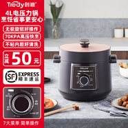 創(chuàng)迪（Tredy） 電壓力鍋多功能壓力鍋電高壓鍋旋鈕控制一鍵排氣 棕褐色 4L -升級順豐