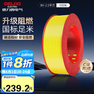 德力西（DELIXI）電線電纜ZC-BV2.5阻燃平方單芯單股家用銅芯電線100米黃色零線 