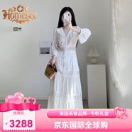 Homesee輕奢國(guó)際高檔品牌連衣裙白色仙女沙灘裙溫柔風(fēng)棉麻法式裙子三亞海 白色短袖 S
