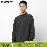 viishow德絨半高領長袖T恤男秋冬寬松基礎打底衫加厚保暖內搭衛(wèi)衣   上帝灰 S
