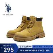 美國馬球協(xié)會（U.S.POLO ASSN.）休閑男鞋2025新款春季馬丁靴戶外登山鞋男休閑厚底英倫靴子大黃靴 黃色 38 (240mm) -