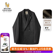 William fox&sons新復古回潮仿麂皮絨小西服男輕商務(wù)復古寬松易打理便西休閑西裝男 黑色（雙排扣） 2XL /54