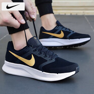 耐克（NIKE）男鞋2025夏季新款網(wǎng)面透氣輕便運動休閑鞋緩震耐磨低幫正品跑步鞋 【Flywire飛線】網(wǎng)面透氣/黑金 【升級泡棉】 39 鞋內(nèi)長245mm