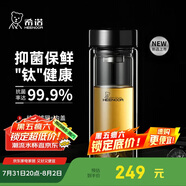 希諾（HEENOOR）抗菌玻璃杯雙層隔熱辦公車載水杯男高檔鈦杯泡茶杯子XN-9303KT