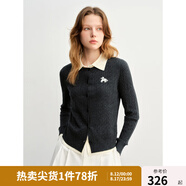 獨束大碼女裝假兩件撞色繡花毛針織衫冬裝新款疊穿針織毛衫上衣女 深灰色 L (尺碼：2)