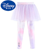 迪士尼（DISNEY）女童打底褲裙褲兒童褲裙假兩件一體春秋2025新網(wǎng)紗裙洋氣艾莎裙子 【漸變粉紫】 100