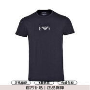 阿瑪尼（ARMANI）T恤 EA鷹標輕薄修身微彈短袖經典圓領logoT恤 禮物送男友 黑色 M