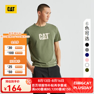 CAT卡特春新品男涼感設計反光logo印花短袖T恤輕戶(hù)外 暗綠色 L