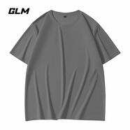 GLM冰絲t恤男生夏季潮流2025新款涼感速干半袖男款寬松透氣體恤男 中灰#GL純色 M