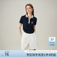 范思藍(lán)恩范思藍(lán)恩學(xué)院風(fēng)polo針織T恤衫女2024夏新款復(fù)古經(jīng)典上衣24FS12370 藏青色 M