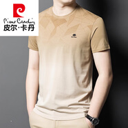 皮爾卡丹（pierre cardin）冰氧棉短袖T恤男圓領(lǐng)漸變涼感竹纖維中年2025春夏裝上衣打底體恤 226款卡其 XL 175