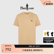 比音勒芬（Biemlfdlkk）【安心品質(zhì)冰舒棉】2025夏新款男士上衣親膚休閑運(yùn)動(dòng)圓領(lǐng)短袖T恤 60卡其 XL （110）