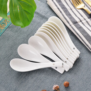 梵創(chuàng  )景德鎮10只裝小勺子家用陶瓷小號吃飯湯大勺子組合湯匙飯勺調羹兒 純白小勺10只