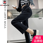 AEMAPE褲子女裝2025年高腰牛仔褲女春秋季直筒褲寬松九分小個子煙管褲 黑色九分【厚度】 常規(guī) M 27_