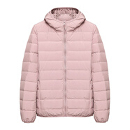 以純官方旗艦店2025秋冬季女款連帽服白鴨絨時(shí)尚百搭休閑輕薄 粉色 L