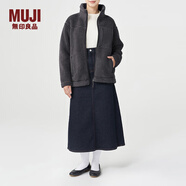 無印良品 MUJI 男女通用 羊羔絨 拉鏈夾克 毛絨加絨厚外套 秋冬季 深灰色 XXS-XS