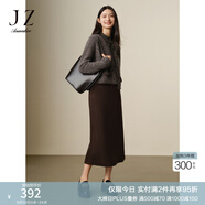 玖姿·安娜蔻商務(wù)通勤簡(jiǎn)潔氣質(zhì)百搭毛呢A字半身腰裙女2024冬款 深咖啡 XL