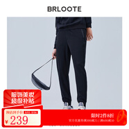 巴魯特（Brloote）男士針織休閑褲彈力舒適抽繩九分休閑褲秋冬 黑色 190/100A
