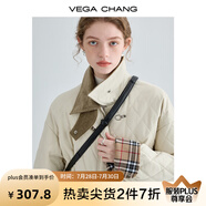 VEGA CHANG飛機扣棉衣女2025冬新款方領拼接菱格棉服外套ins潮 奶油米 M