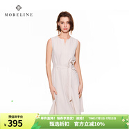 MORELINE沐蘭商場(chǎng)同款法式優(yōu)雅連衣裙2025年夏新款高級(jí)感V領(lǐng)系腰裙中長(zhǎng)款 云米白 XL