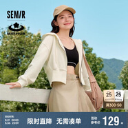 森馬梅花系列外套女短款顯高刺繡春秋寬松連帽夾克109524108006