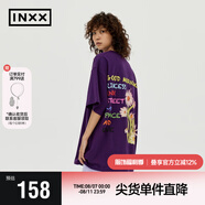 英克斯（inxx）【inxxstreet】明星同款走秀款夏季新寬松休閑立體繡花短袖T恤白 紫色 L