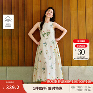 茵曼植物碎花女裝無袖連衣裙浪漫度假風寬松2025夏季新品花苞長裙子 杏色【好評返現(xiàn)】 M