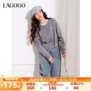 lagogo灰色含羊毛針織衫女拉谷谷春秋新款木耳邊甜美溫柔開衫毛衣 淺灰色(R3) XL