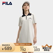 FILA 楊冪同款|斐樂官方女裝編織連衣裙2025夏季新款時(shí)尚修身POLO裙子 云菇白-WT S 160/80A/S