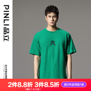 品立（PINLI）短袖T恤男純棉夏季男裝字母印花圓領(lǐng)半袖男士上衣 綠色 L 175