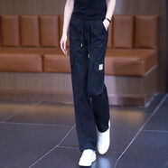迷彩服女套裝夏季新款短袖t恤修身顯瘦戶(hù)外工裝長(cháng)褲水兵舞兩件套 黑色一條長(cháng)褲 2XL  119-128斤
