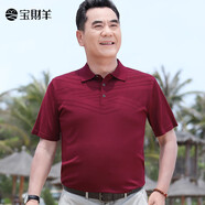 寶財羊父親節(jié)禮物爸爸夏裝短袖t恤男士冰絲polo半袖汗衫中老年人上衣服