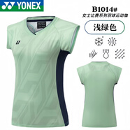 YY尤尼克斯25新款羽毛球服大賽服男女速干透氣短袖定制高爾夫T恤 淺綠色上衣-女款 3XL