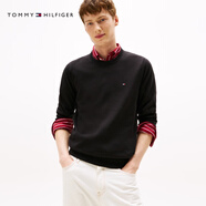 TOMMY HILFIGER【柔軟純棉】25秋冬男撞色條紋學(xué)院風(fēng)針織衫/情侶款純色毛衣 【純色繡標(biāo)毛衣】經(jīng)典黑BDS L （推薦：150-165斤）
