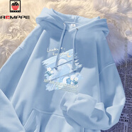 AEMAPE美式寬松連帽衛(wèi)衣女春秋款小個(gè)子上衣韓系學(xué)院風(fēng)加絨外套女百搭 天藍(lán)色【春秋薄款】 M 86-105斤