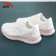 安踏（ANTA）女鞋運動鞋子女秋季新款皮網(wǎng)面減震跑步鞋健身跳繩旅游休閑鞋 象牙白/藕灰 37.5