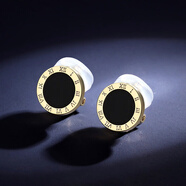 CAROMAY復(fù)古羅馬紋耳環(huán)女無(wú)耳洞耳夾網(wǎng)紅簡(jiǎn)約小耳墜氣質(zhì)個(gè)性短發(fā)耳飾 羅馬紋耳夾.香檳金