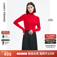 朗姿【王楚然同款】純羊毛高領(lǐng)針織衫春冬內(nèi)搭打底上衣曠野美拉德 中國(guó)紅 M