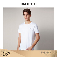 Brloote/巴魯特新疆長絨棉短袖T恤男圓領小白T夏季簡約百搭體恤衫上衣新品 白色 190/108A