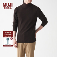 無(wú)印良品 MUJI 男式  羅紋 可水洗 高領(lǐng)毛衣 AAC01A1A 長(cháng)袖針織衫 棕色 2XL