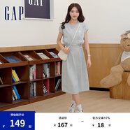 Gap女裝夏季連肩袖抽繩收腰連衣裙簡約休閑衛(wèi)衣裙465046 灰色657261 M (165/84A)亞洲尺碼