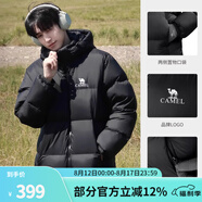 駱駝（CAMEL）抱抱戶(hù)外羽絨服鴨絨加厚面包服秋冬拒水保暖時(shí)尚潮流防風(fēng)運動(dòng)外套 拒水絨升級款A1W2PN121J,黑色,男 L