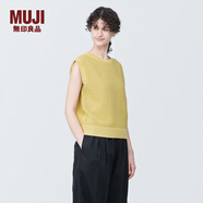 無印良品（MUJI） 女式 強捻網(wǎng)眼 法國袖毛衣 女款夏季 純棉全棉背心 BA1OJA4S 煙熏黃色 M (160/84A)