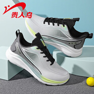 貴人鳥(niǎo)運動(dòng)鞋男鞋2025秋季新款網(wǎng)面透氣輕便休閑跑步鞋厚底緩震舒適跑鞋 淺灰/果綠 41