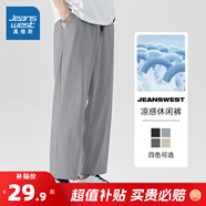 真維斯（Jeanswest）涼感休閑褲男裝夏季薄款松緊腰透氣顯瘦九分褲JR 灰2060 3XL
