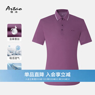 雅濤（artao）[含桑蠶絲]ARTAO/雅濤男士短袖T恤2024新品夏季商務(wù)舒適棉透氣 紫色 2XL 54