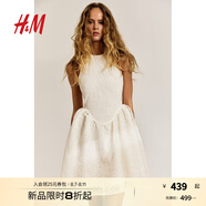 H&M女裝掛脖連衣裙2025秋季新款時尚法式刺繡無袖連身裙1282075 奶油色 S 160/88