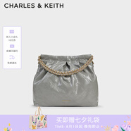 CHARLES&KEITH子母鏈條大容量流浪包托特包單肩斜挎包女包七夕禮物CK2-40671449 Grey灰色 L