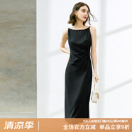 顏域（YANYEE）2024新款氣質(zhì)小黑裙時(shí)尚高級(jí)職業(yè)無(wú)袖連衣裙女夏季收腰中長(zhǎng)裙 黑色 M/38