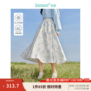 茵曼（INMAN）法式碎花高級(jí)感2025夏女新款休閑中長(zhǎng)吊帶連衣裙子 白底藍(lán)花半身裙-18412674 M